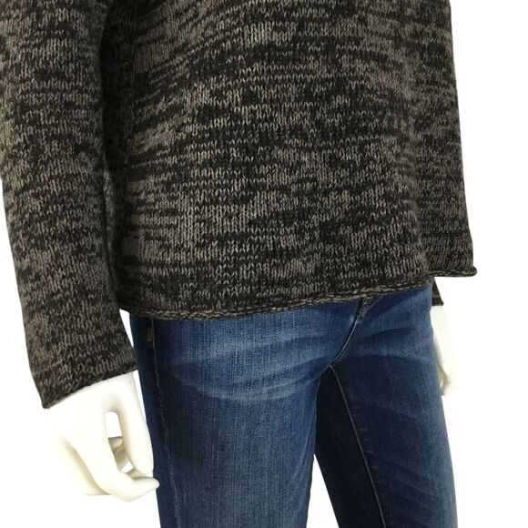 Eileen Fisher Sweater Size M Yak Merino Wool Brown Marl Funnel Neck Boxy Cropped - Picture 10 of 14